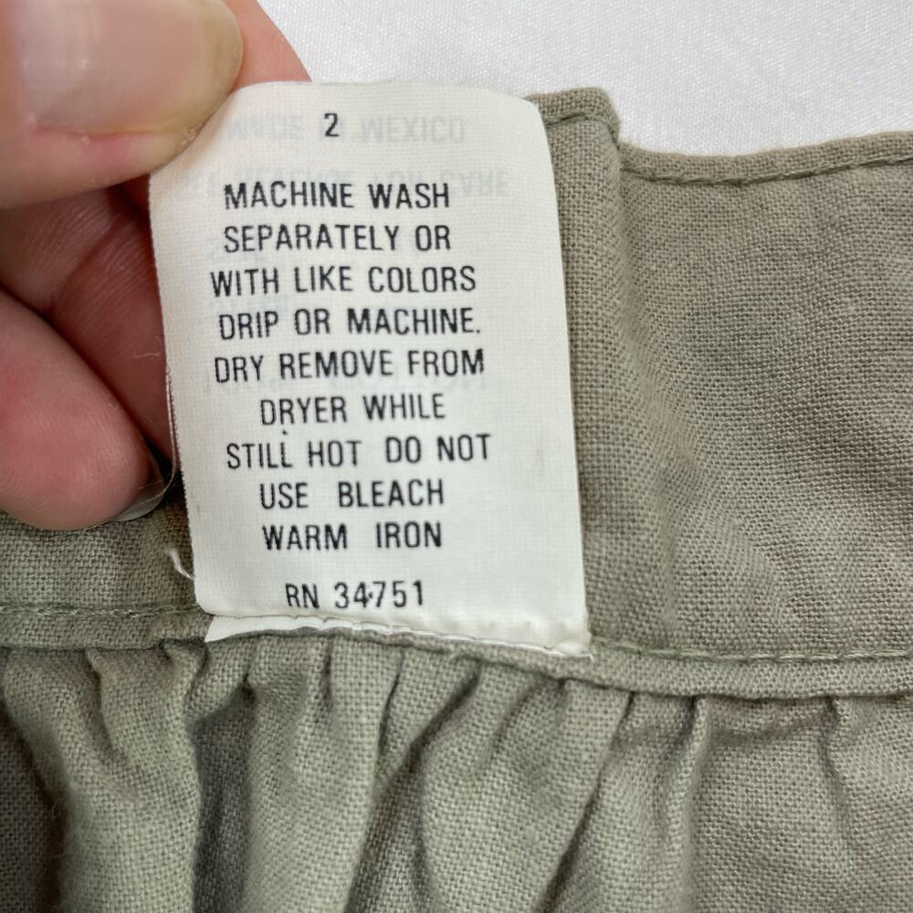 Vintage 100% Cotton Button Front Midi Skirt Khaki Green 14 Women’s 90s Earthy - Picture 5 of 5